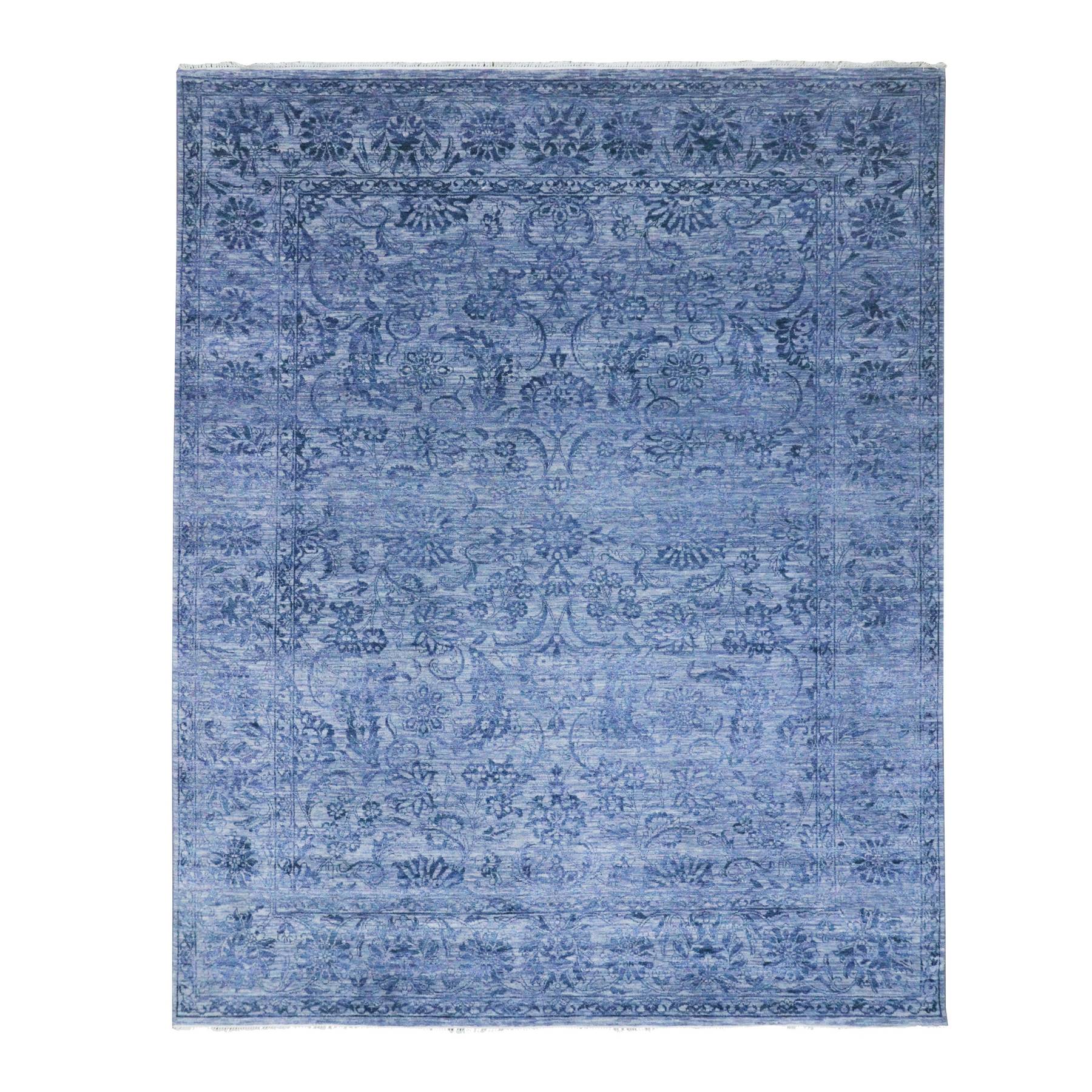 8'1"x10' Purple, Saturated Colors and Design, Tone on Tone, Hand Knotted, Wool & Silk, Abrash, Oriental Rug 